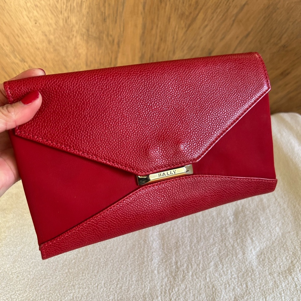Bally Red Envelope Style Clutch Wallet - image 1